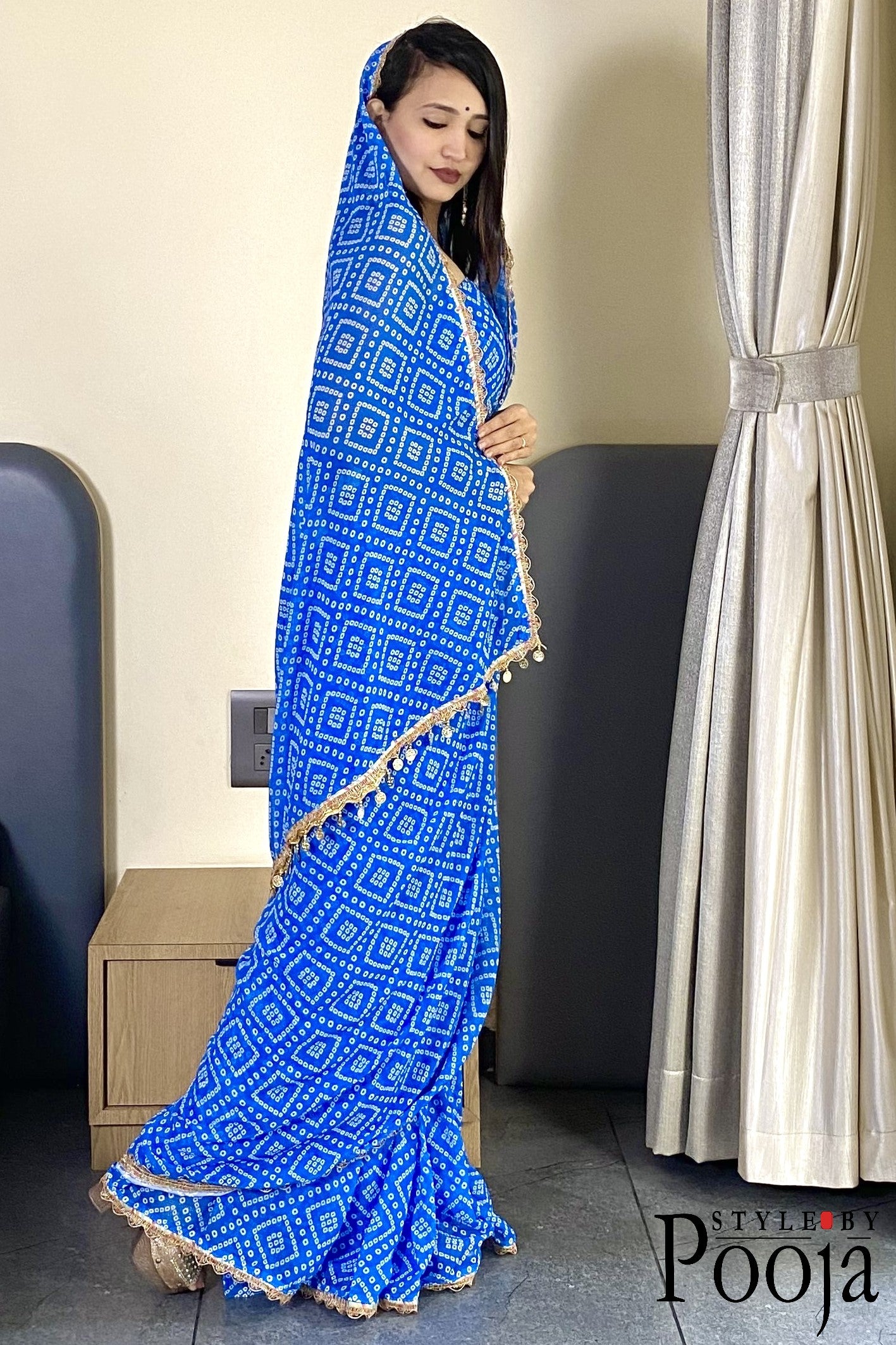 1 Min Ready to Wear Blue Embellished Saree