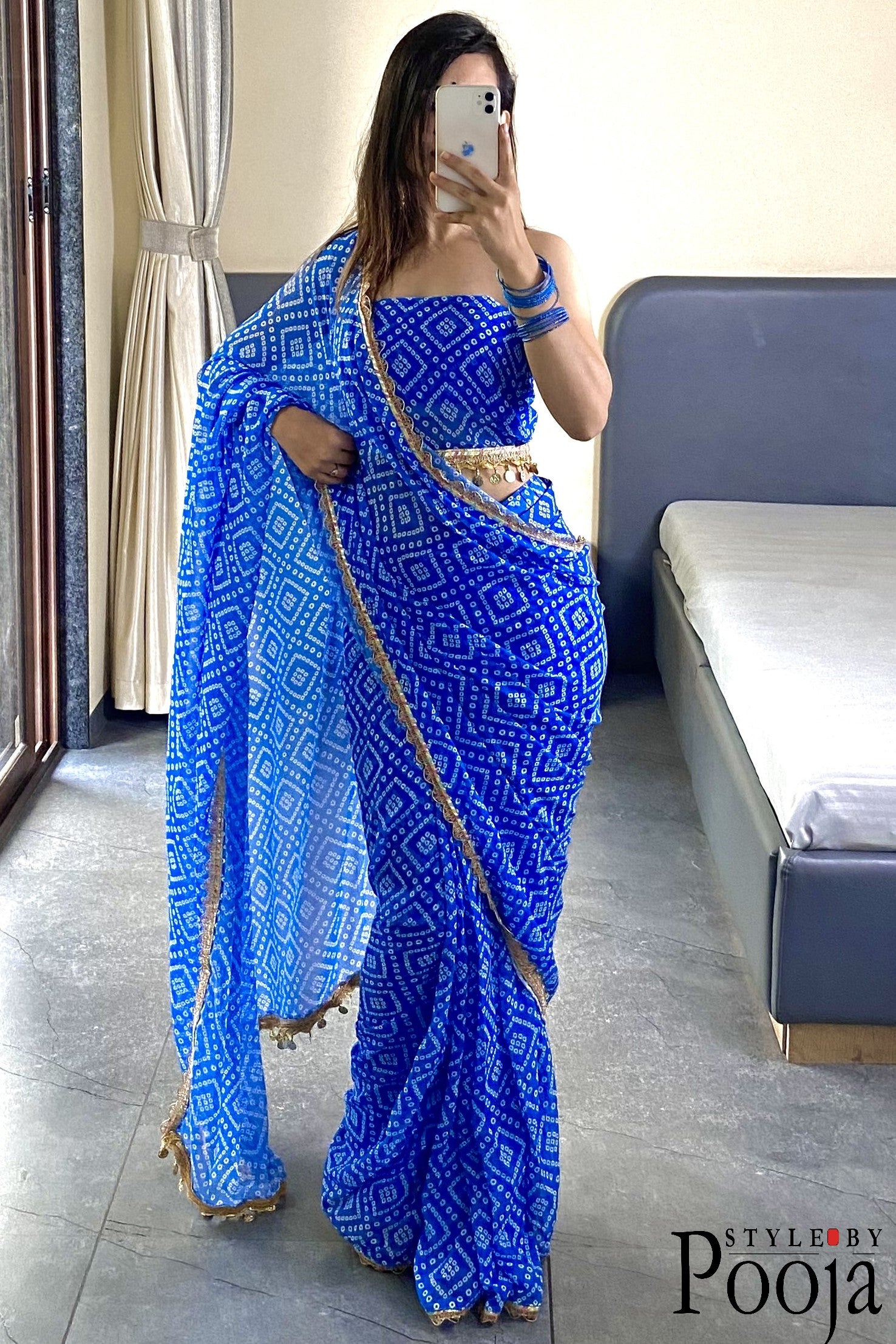 1 Min Ready to Wear Blue Embellished Saree