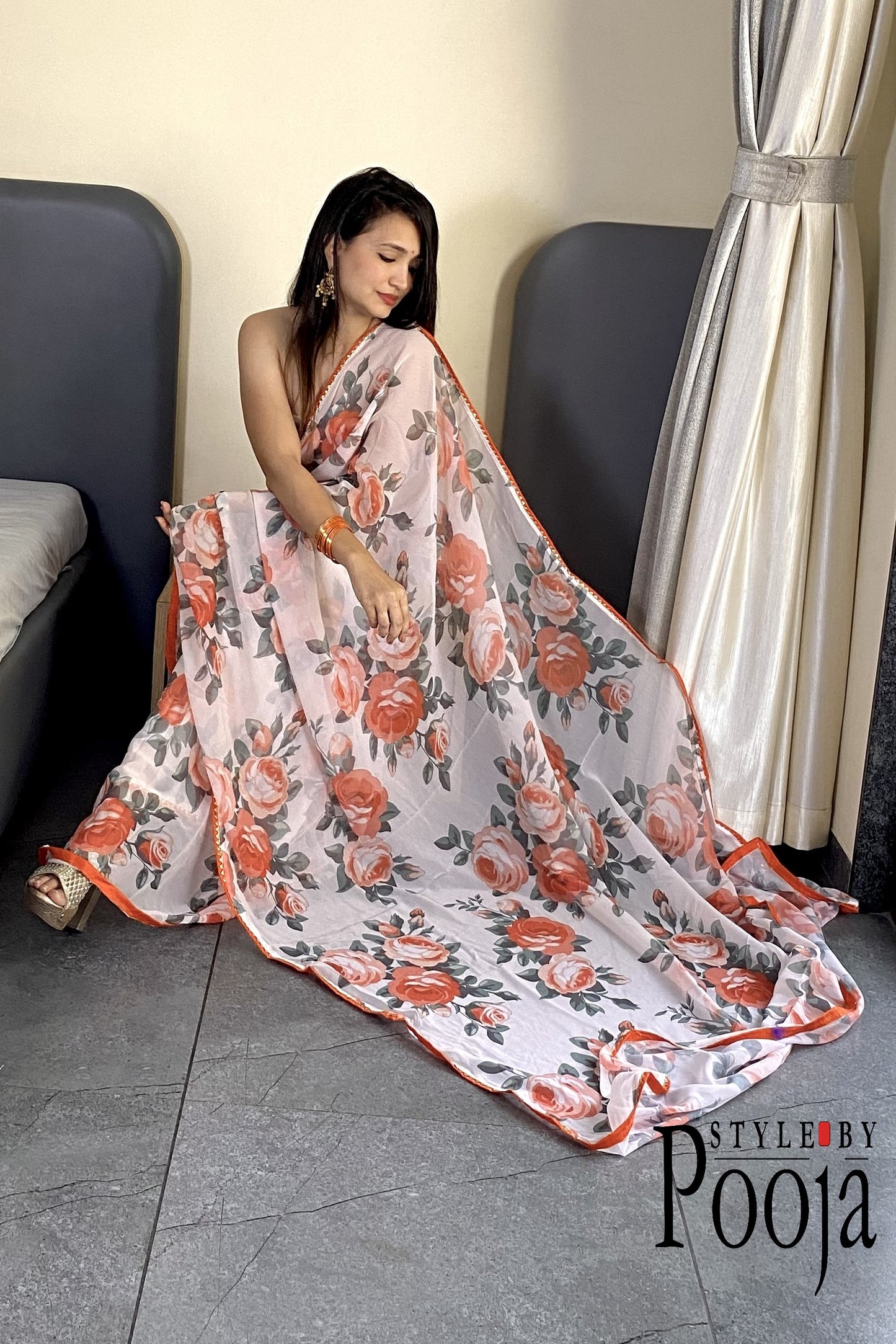 1 Min Ready to Wear Digital Print Saree