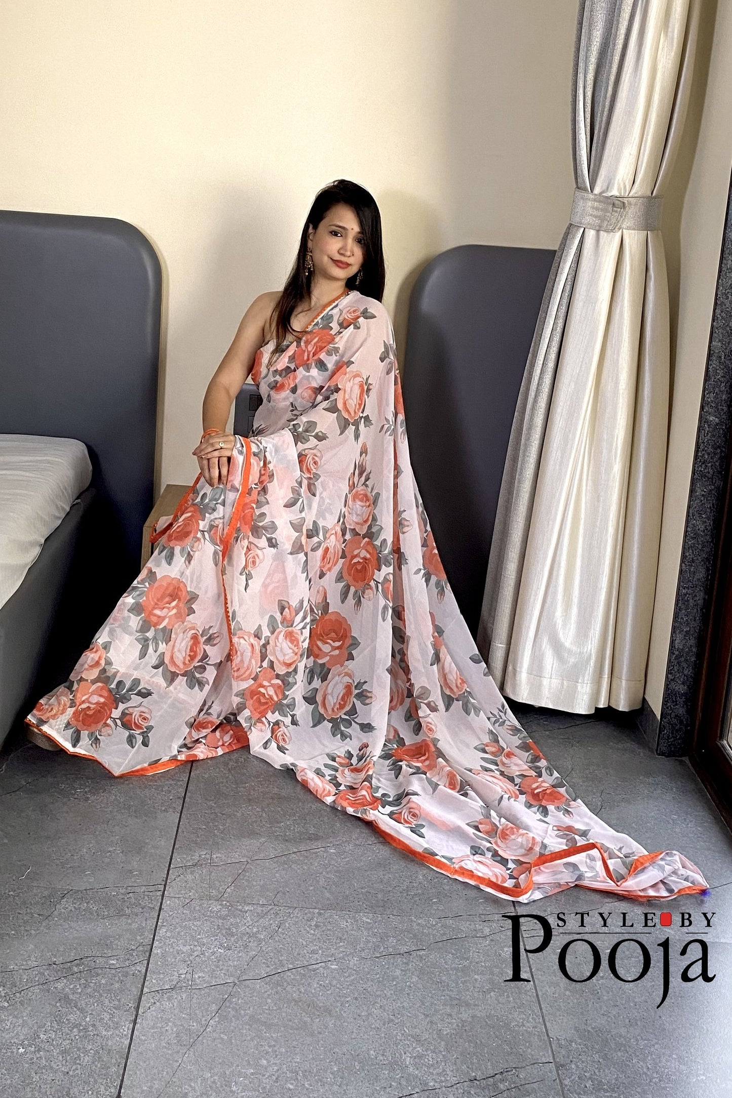 1 Min Ready to Wear Digital Print Saree