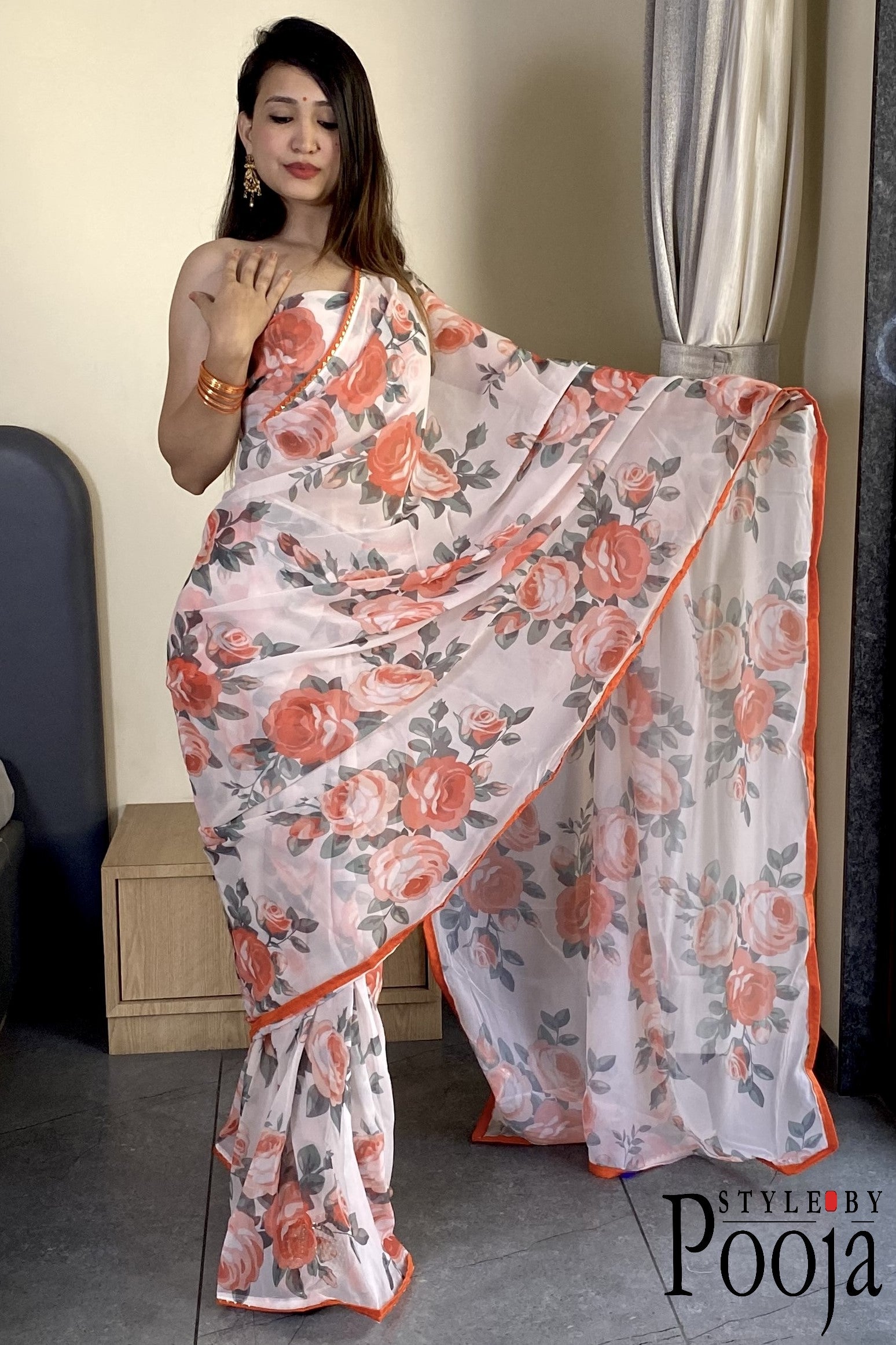 1 Min Ready to Wear Digital Print Saree