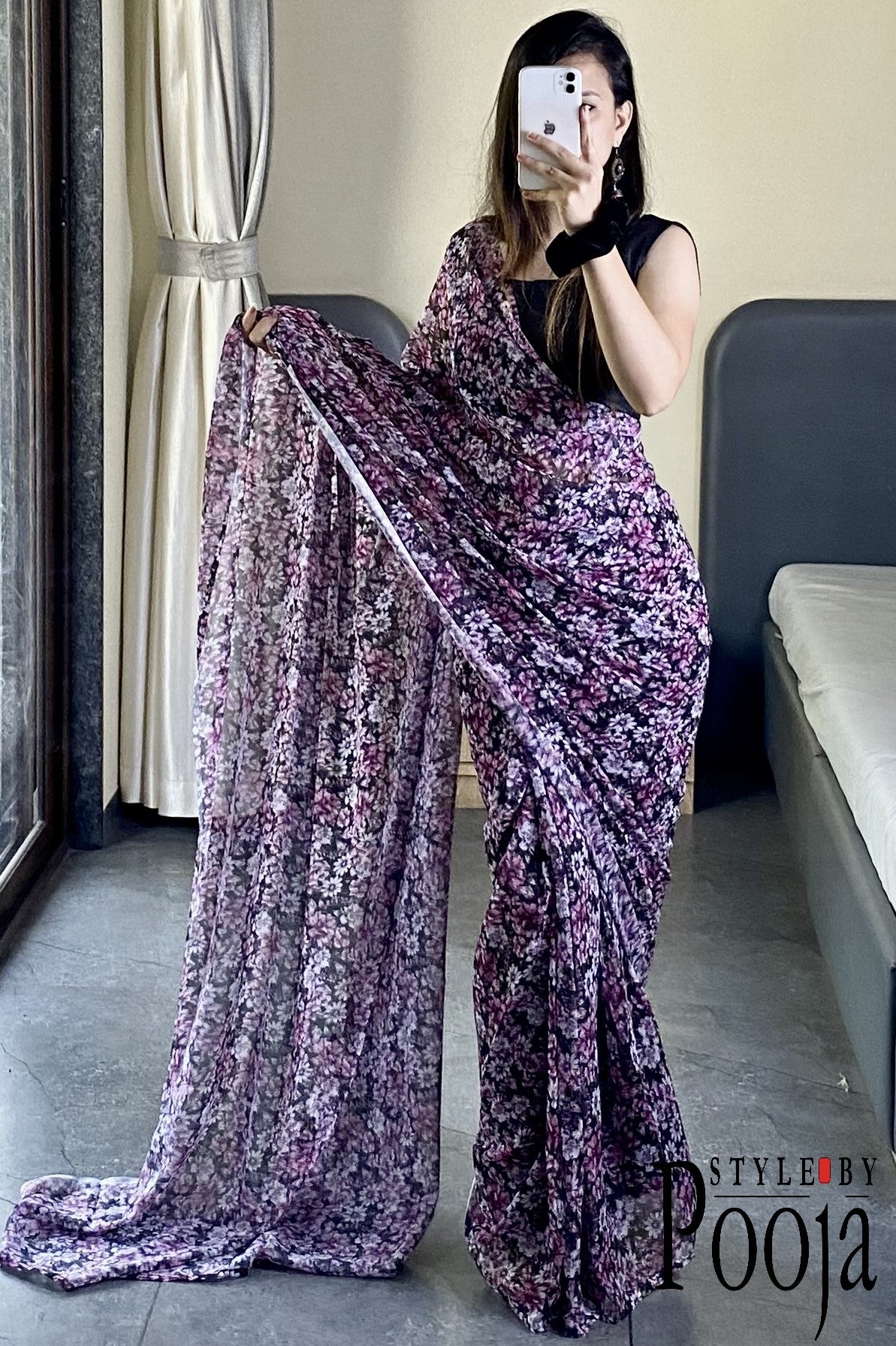 1 Min Ready to Wear Printed Saree
