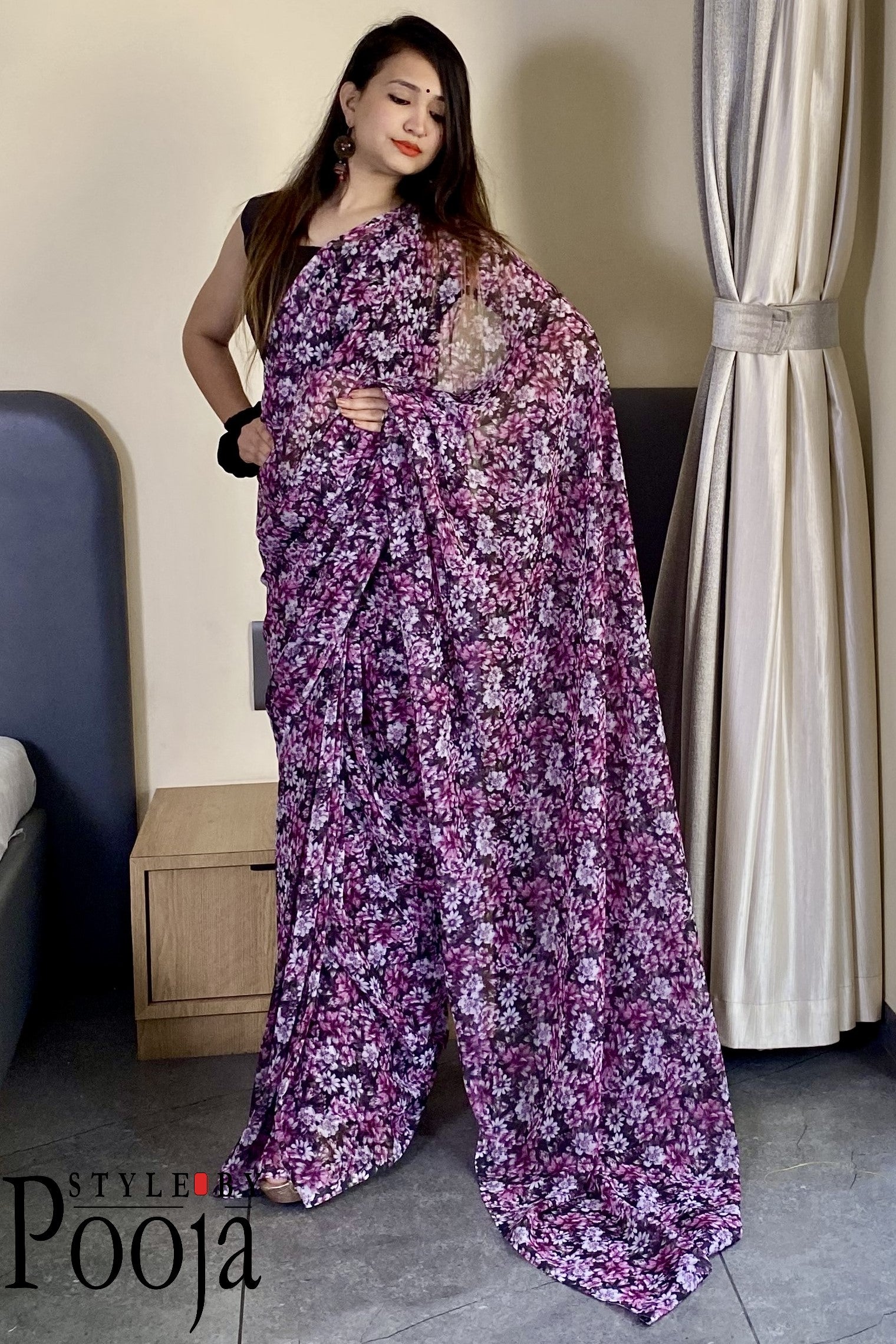 1 Min Ready to Wear Printed Saree