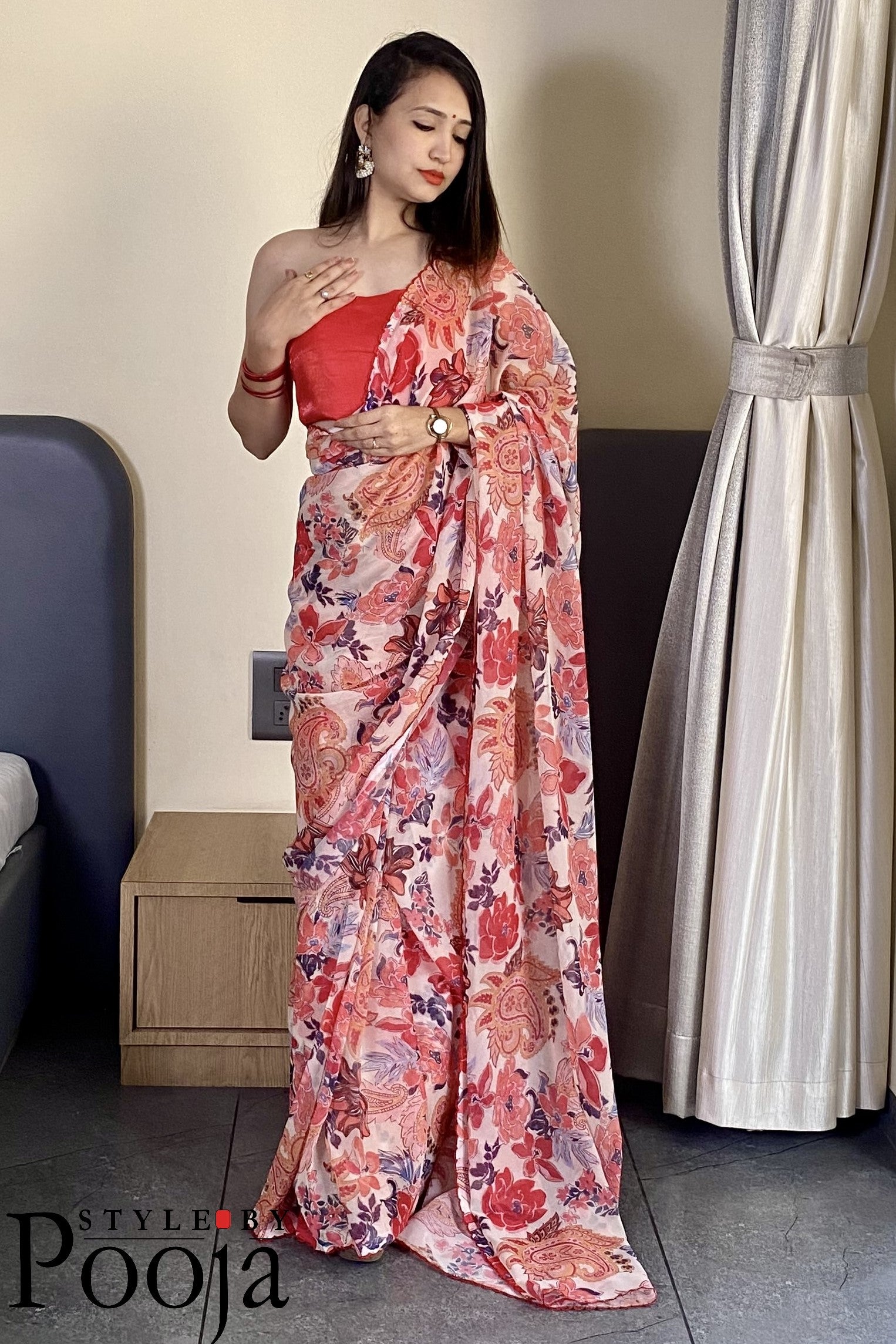 1 Min Ready to Wear Printed Daily Wear Saree