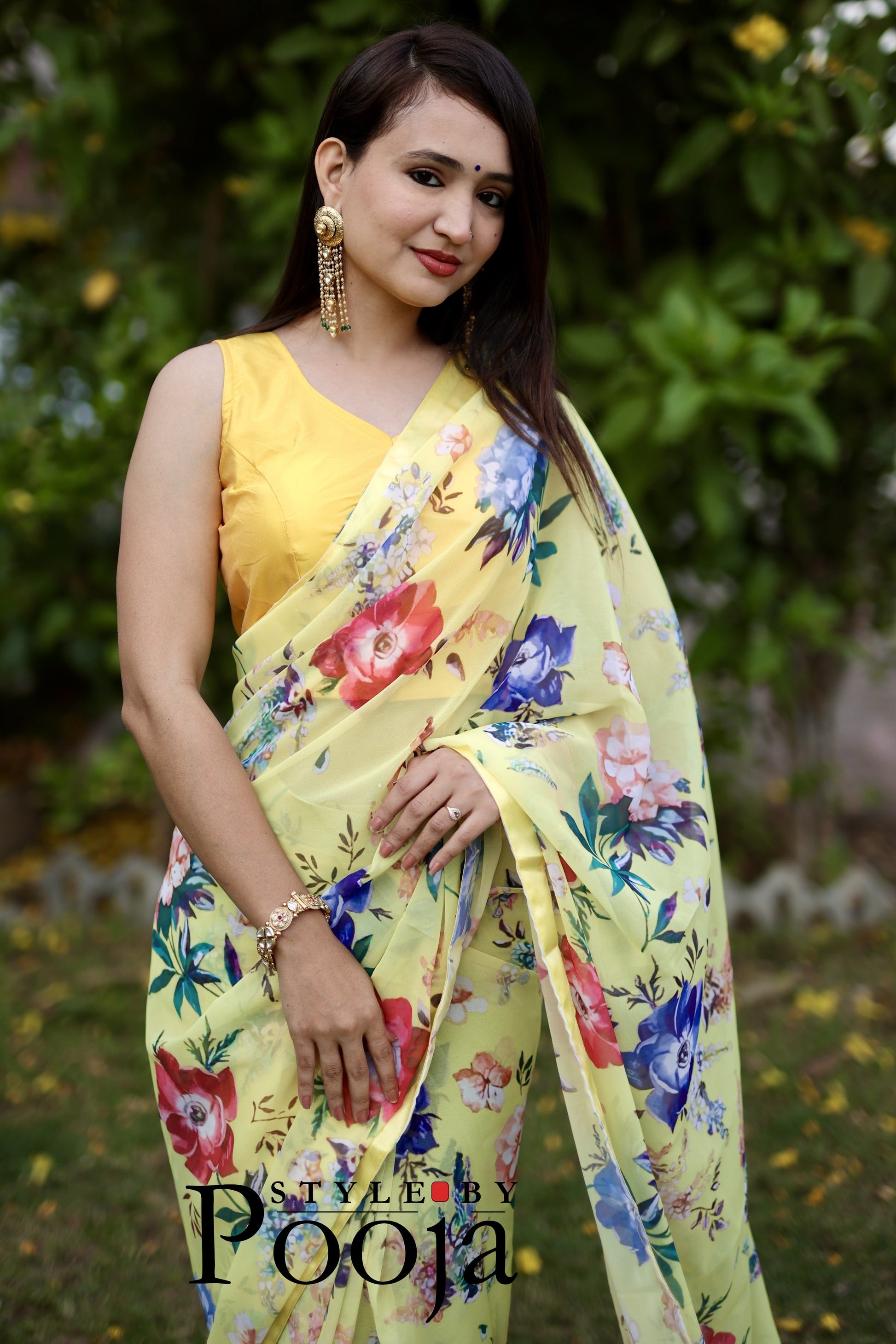 1 Minute Ready to Wear Janhvi kapoor Style floral Saree