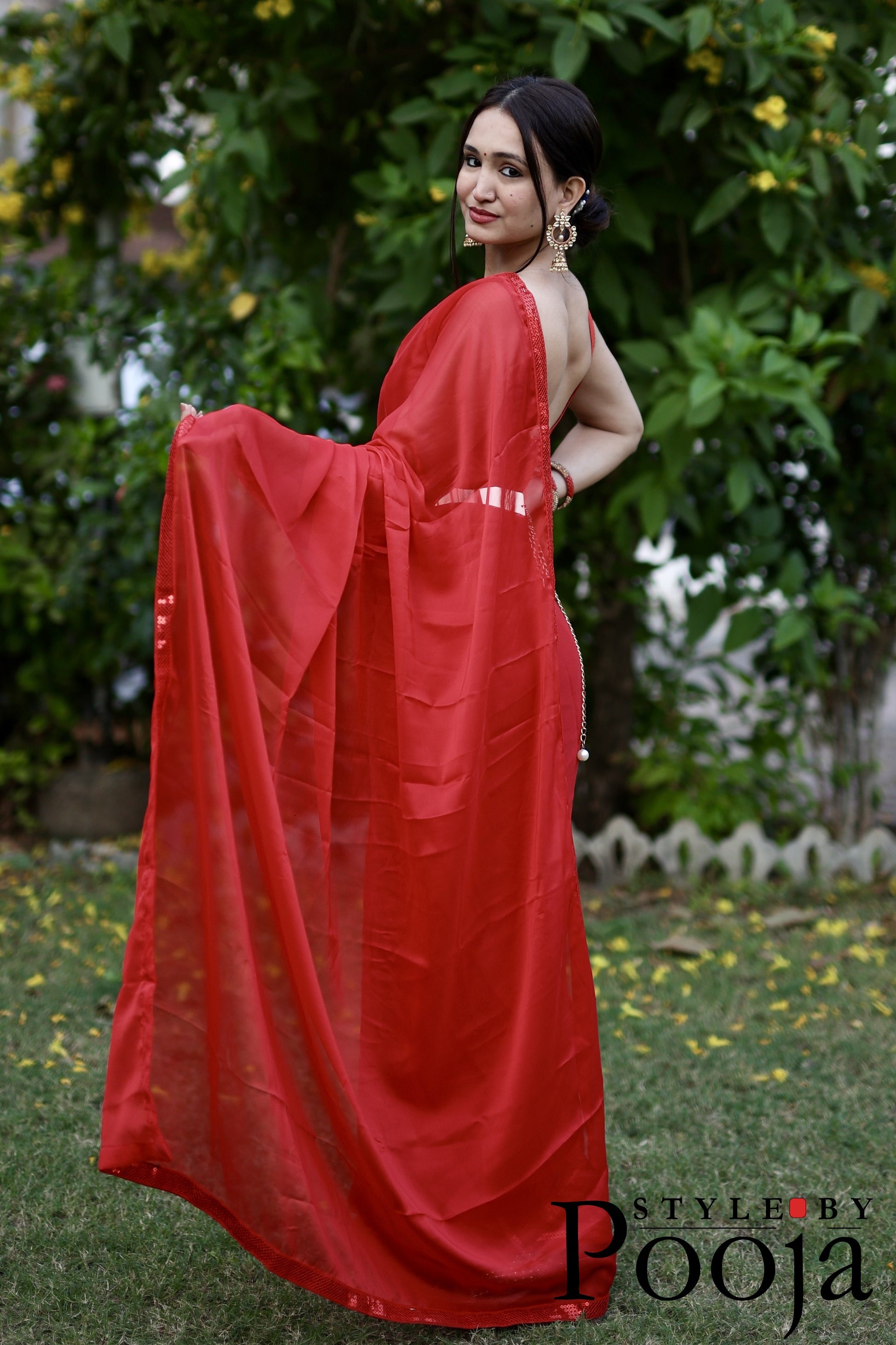 Red Ready to Wear One Minute Saree