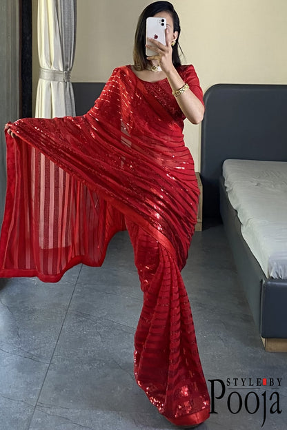 Women's Fancy Sequins Work Saree
