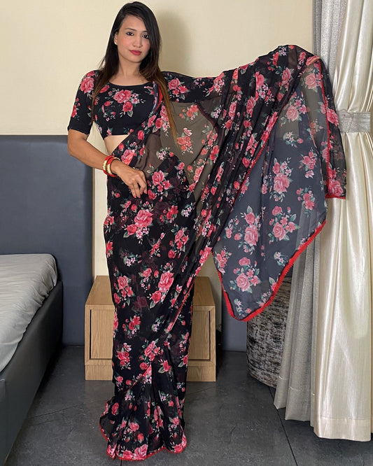 One Minutes Ready to Wear Saree With Digital Prints