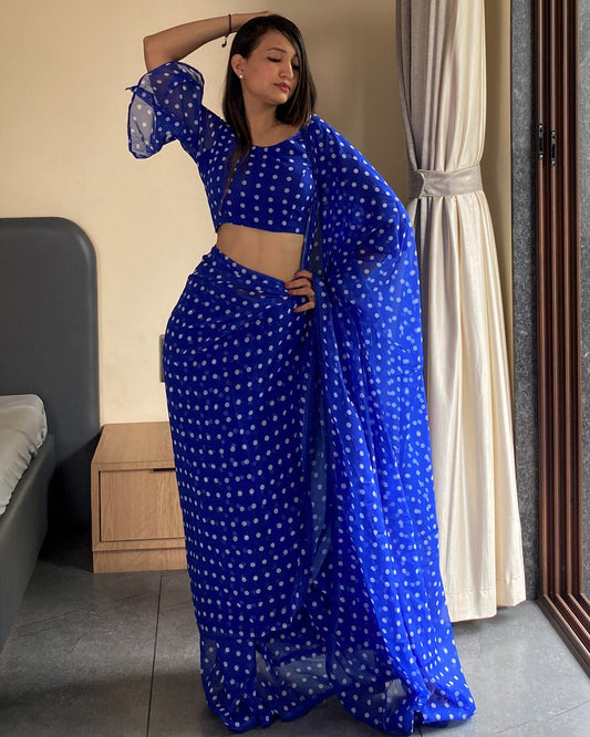 White Dot 1 Minute Ready to Wear Saree