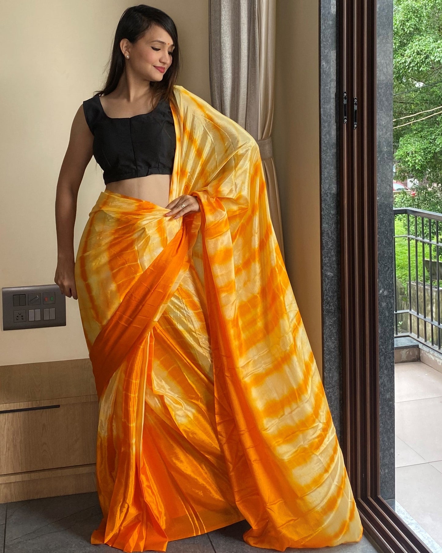 Orange Ready to Wear Saree for Effortless Style