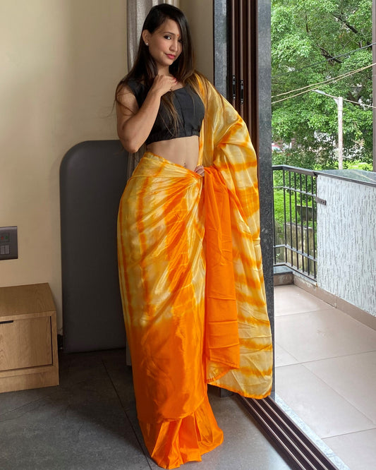 Orange Ready to Wear Saree for Effortless Style