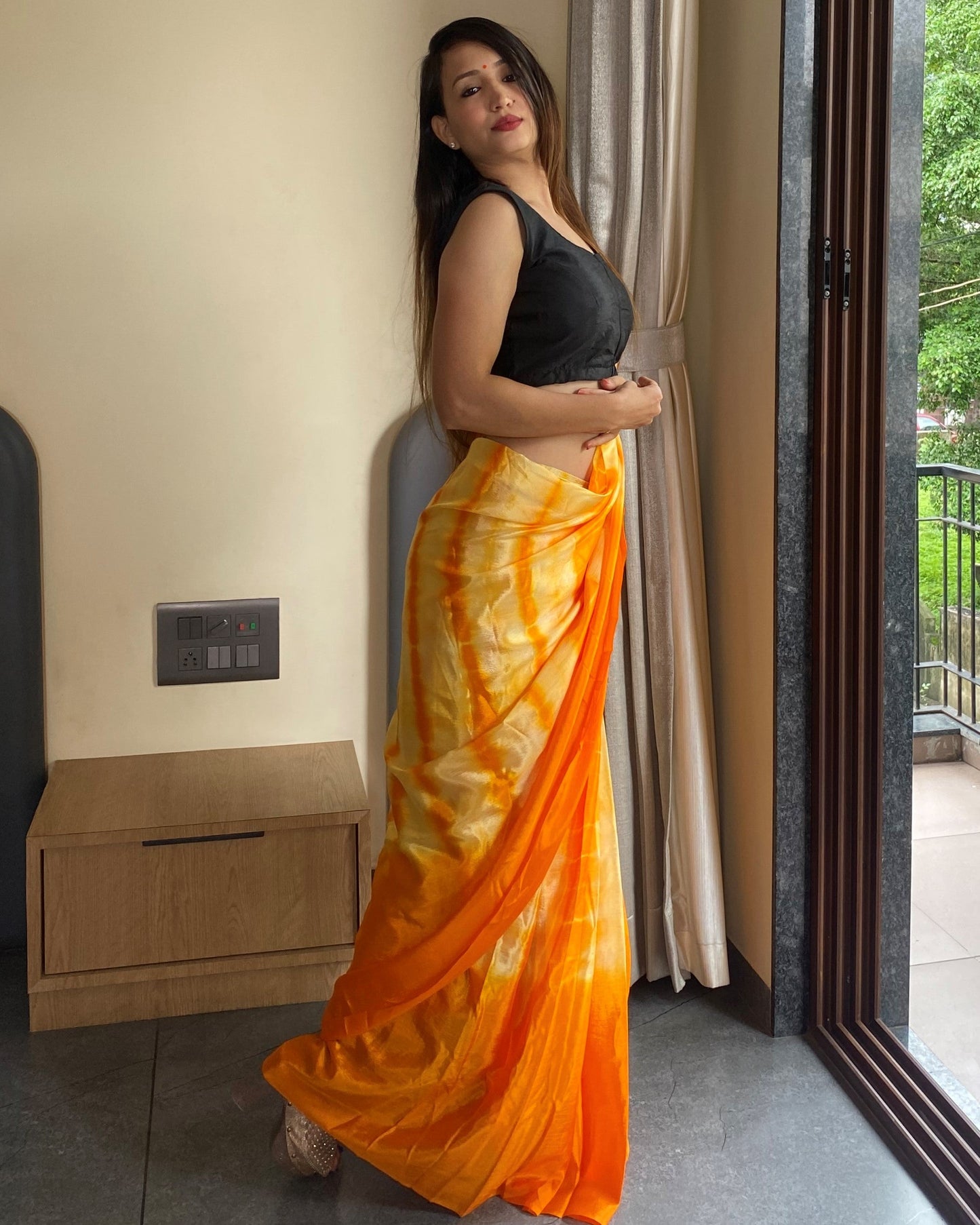 Orange Ready to Wear Saree for Effortless Style