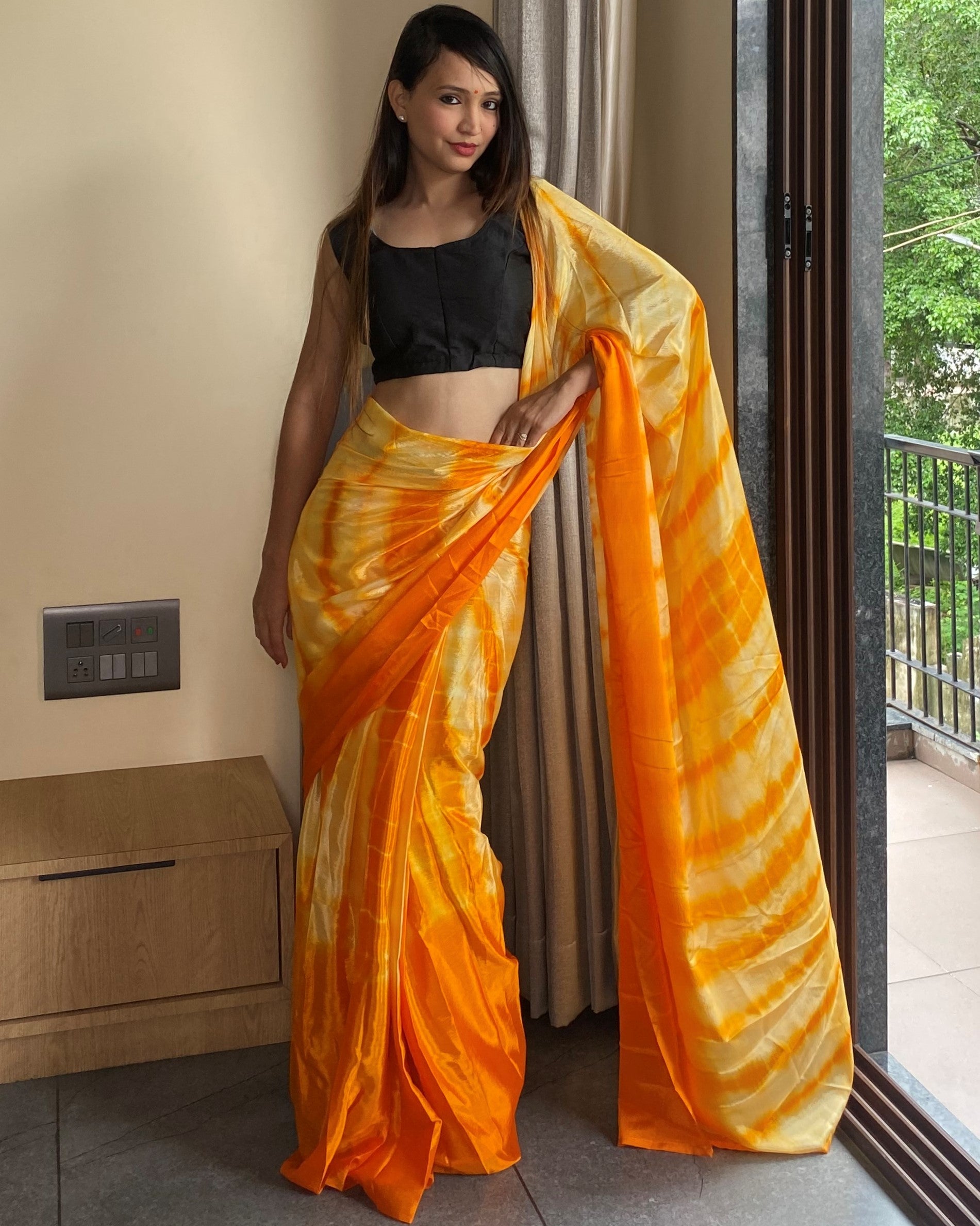 Orange Ready to Wear Saree for Effortless Style