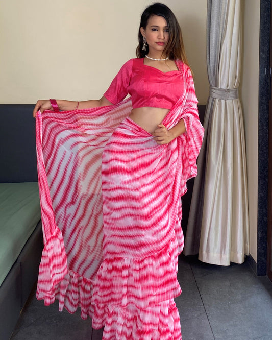 1 Minutes Ready to Wear Flared Drape Saree