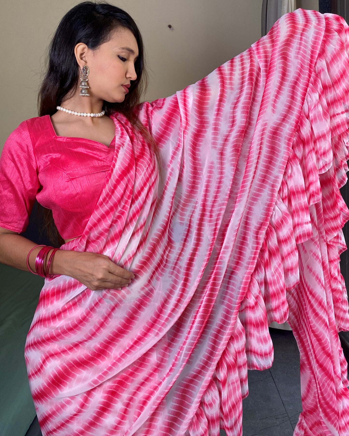 1 Minutes Ready to Wear Flared Drape Saree