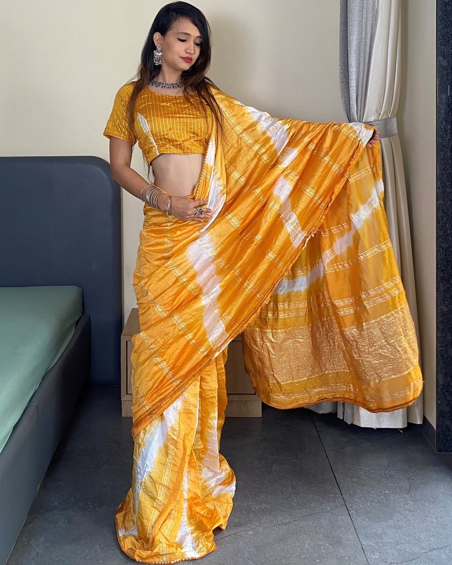 Ready to Wear Cotton Silk Saree with Blouse Piece