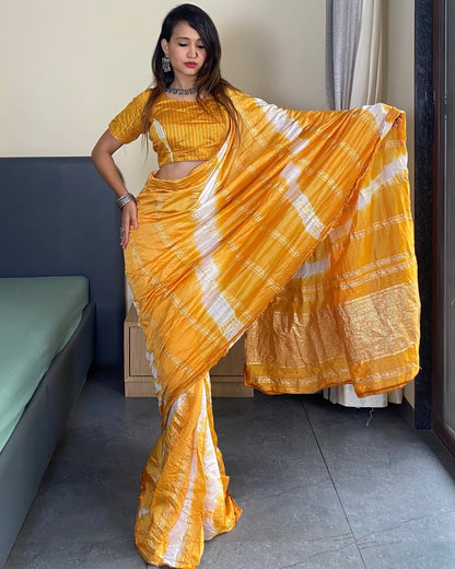 Ready to Wear Cotton Silk Saree with Blouse Piece