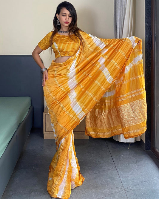 Ready to Wear Cotton Silk Saree with Blouse Piece