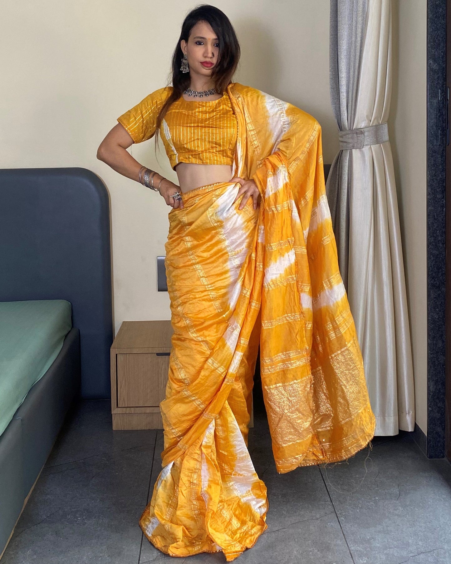 Ready to Wear Cotton Silk Saree with Blouse Piece