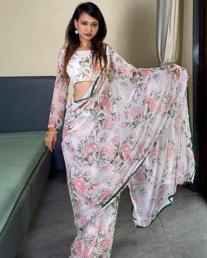 1 Minutes Ready to Wear Beautiful Floral Print Saree
