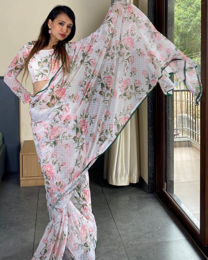 1 Minutes Ready to Wear Beautiful Floral Print Saree