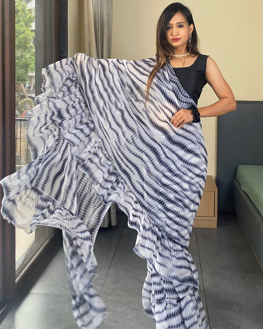 1 Minutes Ready to Wear Flared Drape Saree